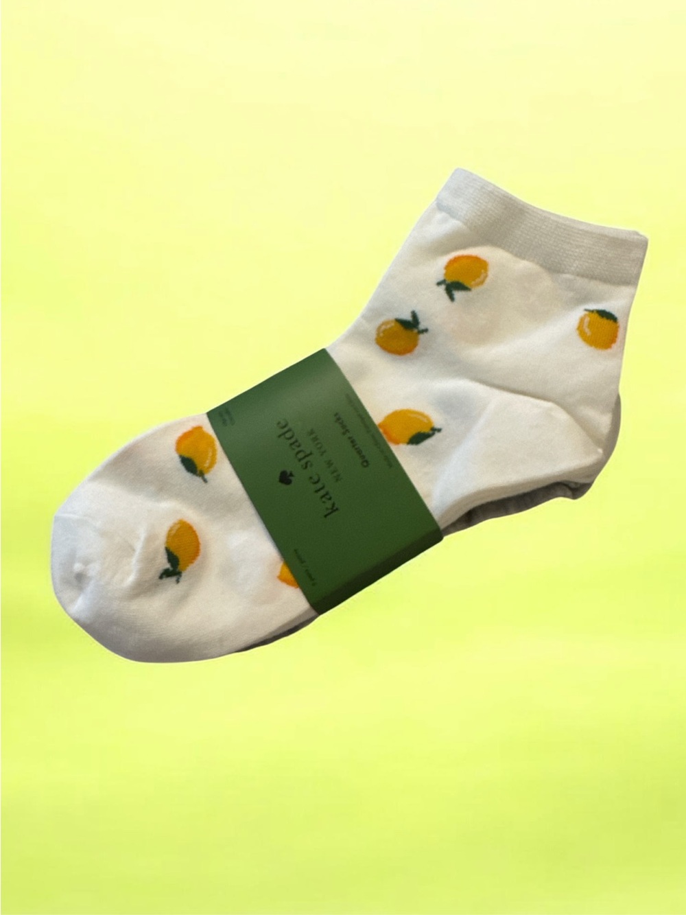 kate spade White Ankle Socks with Yellow Fruit Motif